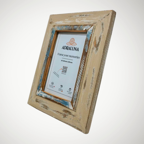 Bilderrahmen A5 (15x20 cm) –Vintage Design, Handgefertigt, Vollholz