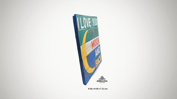 Holzschild "i love you to the moon and back", 50x50x1 cm