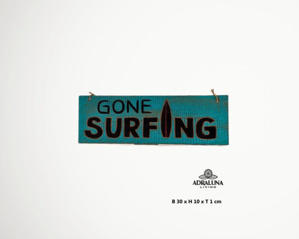 Holzschild "gone surfing", 30x10x1 cm