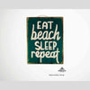 Holzschild - eat beach sleep repeat - 14,5x19x2,5