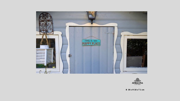 Holzschild "this is my happy place", 30x10x1 cm