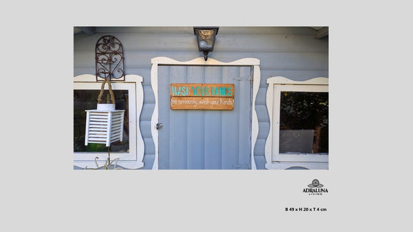 Holzschild "wash your hands", 49x20x4 cm