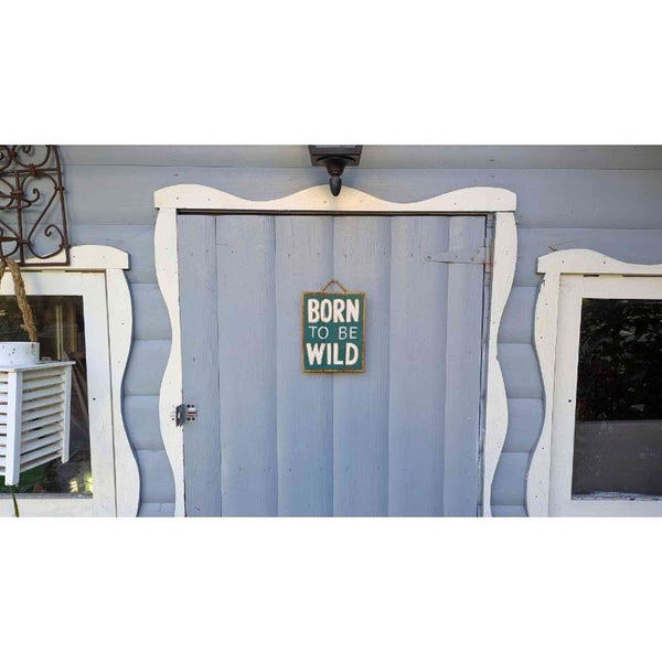 Holzschild "born to be wild", 14,5x19x2,5 cm