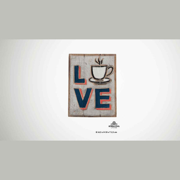 Holzschild "love", 14,5x19x2,5 cm