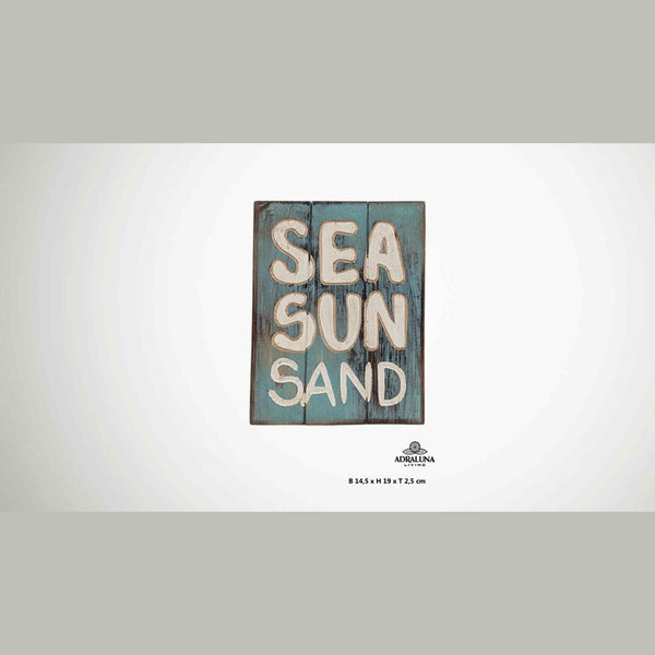 Holzschild "sea sun sand", 14,5x19x2,5 cm