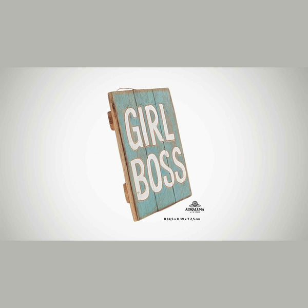 Holzschild "girl boss", 14,5x19x2,5 cm