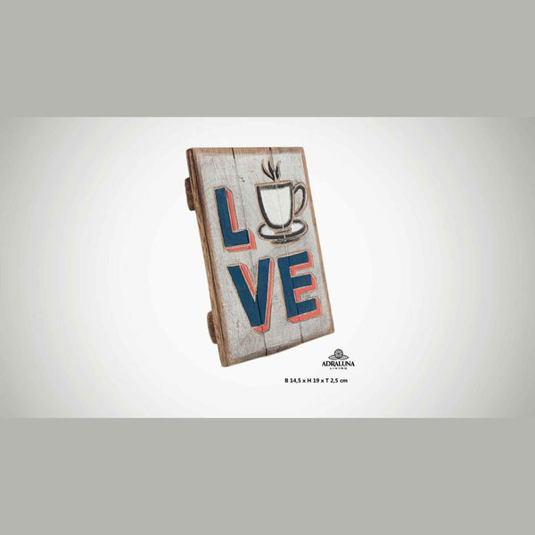 Holzschild "love", 14,5x19x2,5 cm