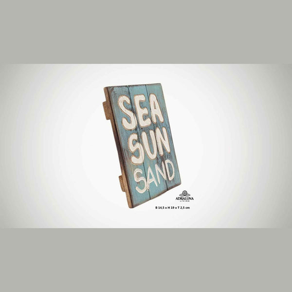Holzschild "sea sun sand", 14,5x19x2,5 cm