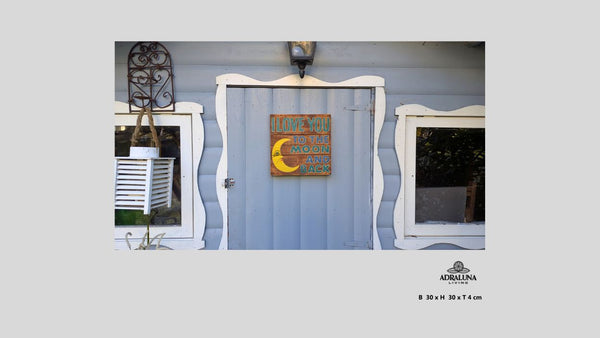 Holzschild "i love you to the moon and back", 30x30x4 cm