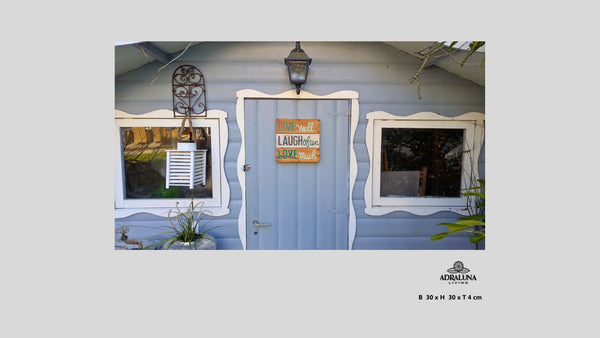 Holzschild "live well, laugh often, love much", 30x30x4 cm