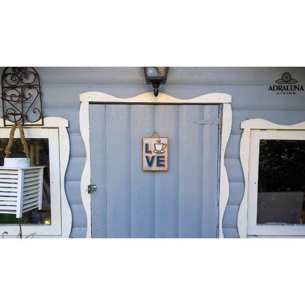 Holzschild "love", 14,5x19x2,5 cm