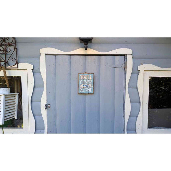Holzschild "you never walk alone", 14,5x19x2,5 cm