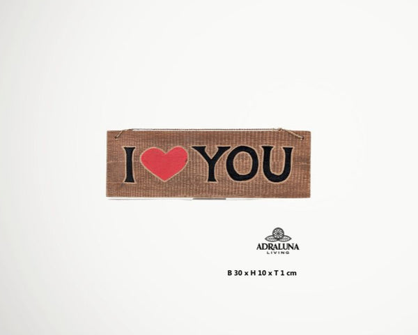Holzschild mit Spruch "i love you", handgefertigt und einzigartig, 30x10x1 cm