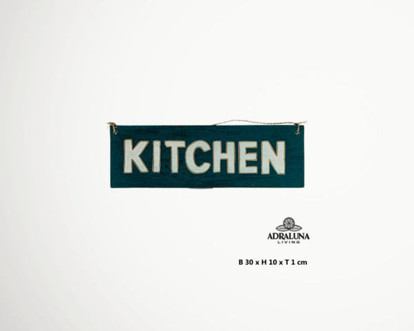 Holzschild mit Spruch "kitchen", handgefertigt und einzigartig, 30x10x1 cm